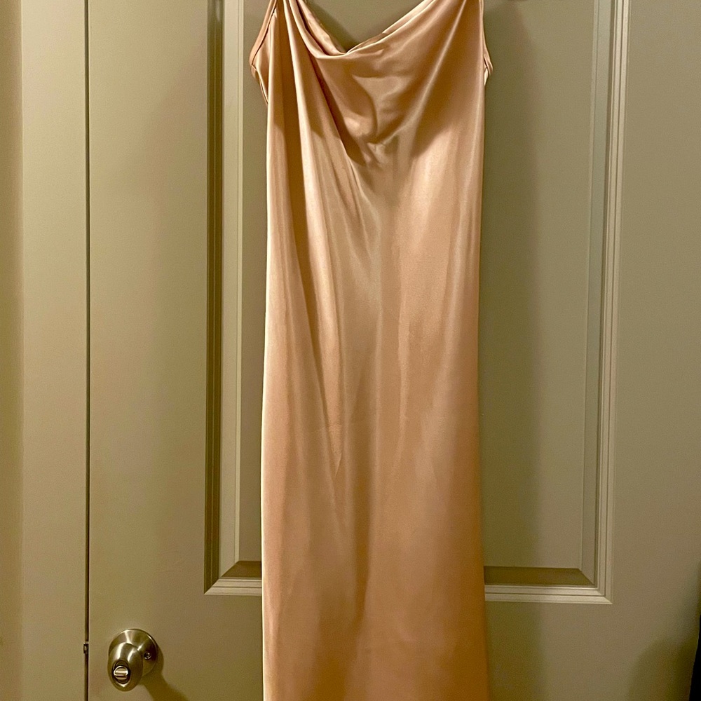 BNWT, BeBe silk slip dress. Size small, champagne color, stunning dress!